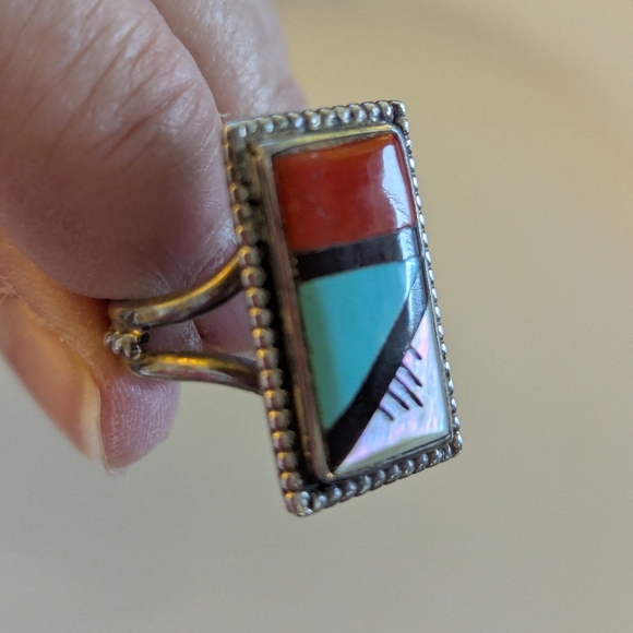 Native American Jewelry - Vintage Zuni Multistone Ring Size 9